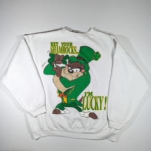 Vintage 1997 Irish Taz I'm Lucky Crewneck Sweatshirt Size 2XL St. Patrick